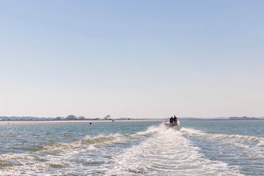 boat floating in South Carolina coast