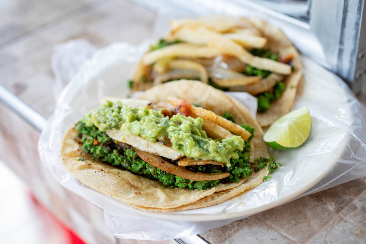 Taco de chorizo verde Taco de chorizo verde